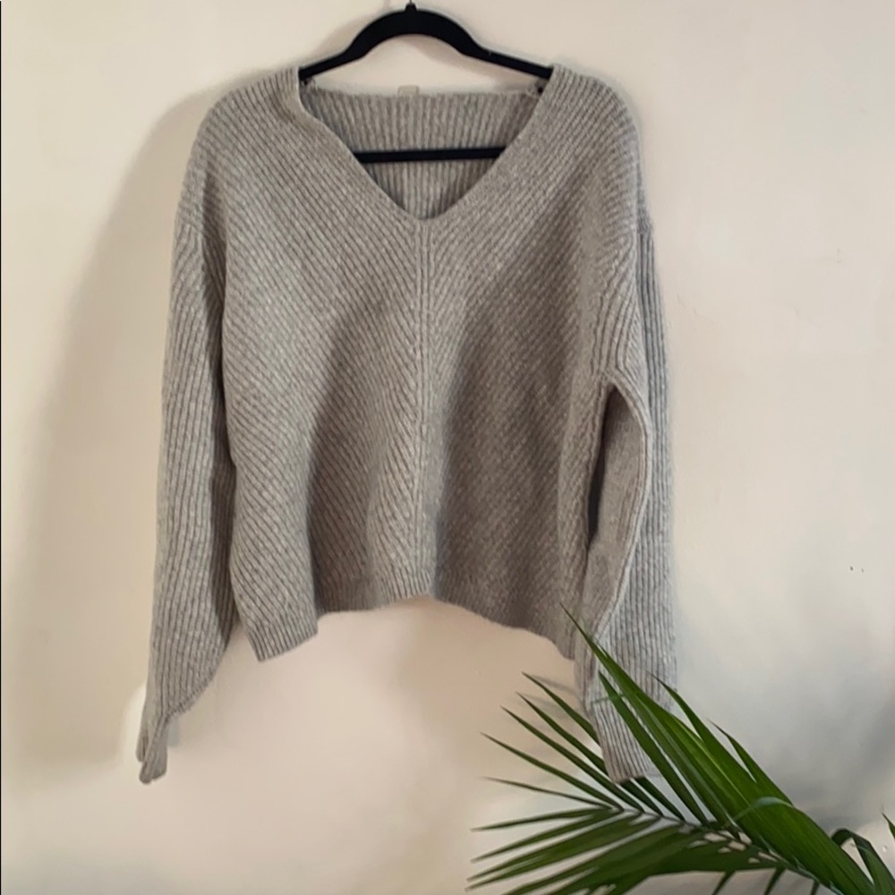 Boxy Thick Grey Ribbed Reversible Sweater H&M